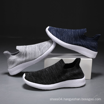 Wholesale new arrival fashion lightweight plain color fly knit slip on men's shoes in summer,shoes- for man,man shoe